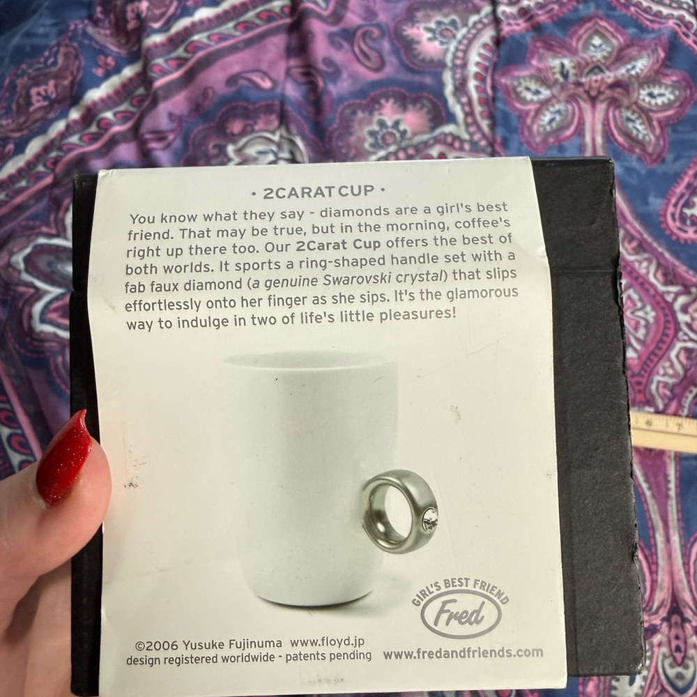 Fred White Mug with Silver Ring Handle - Picture 5 of 5